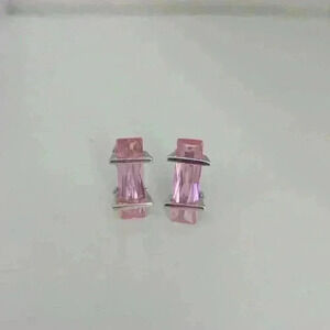 925 Sterling Pink Barbiecore Balletcore Lustrous Stone Hinge Back Earrings